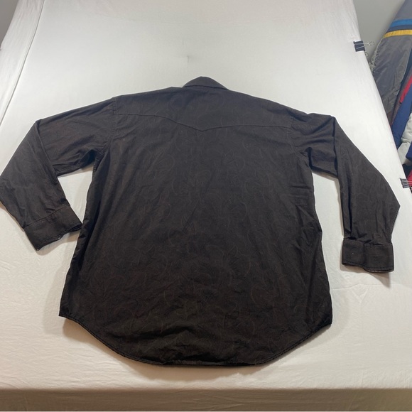 Panhandle Rough stock Shirt Pearl Snap Button Brown Paisley Front Pockets Plaid - Picture 8 of 11